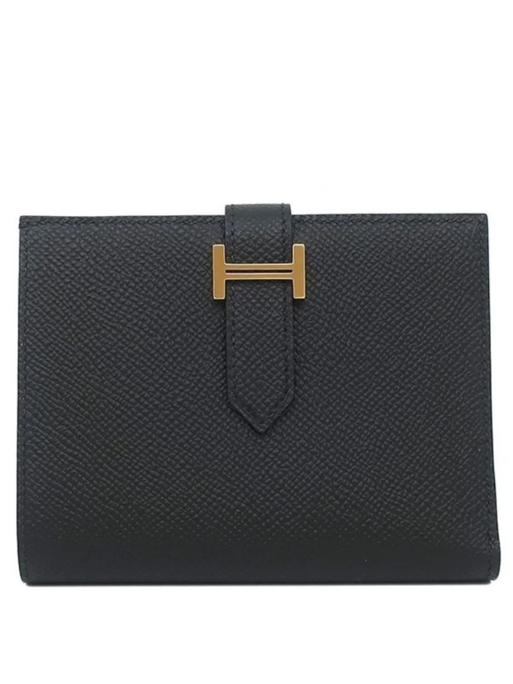 Hermes Bifold Wallet Bearn Compact Veau Epsom Black Gold